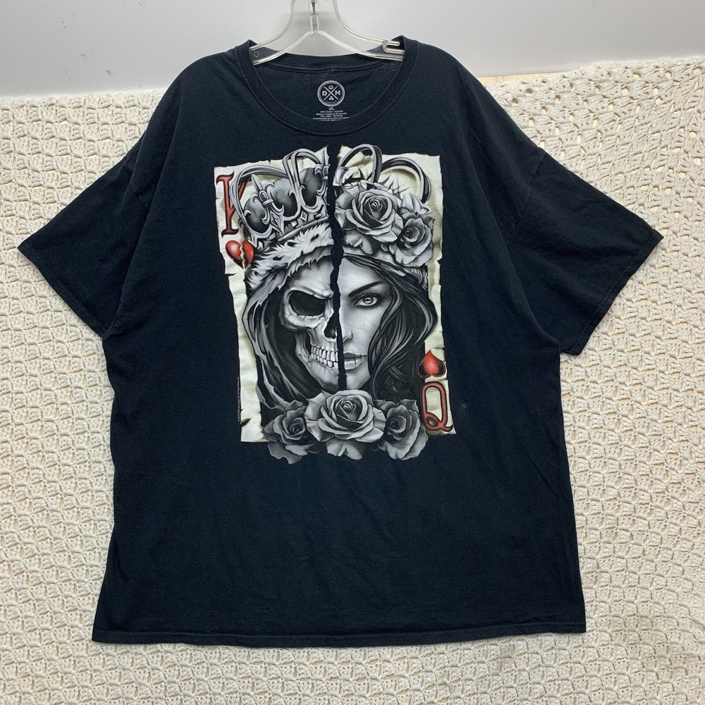 DOM Men's T-Shirt  Size‎ 3XL Ripped Card Half Face Black Tee 100%cotton